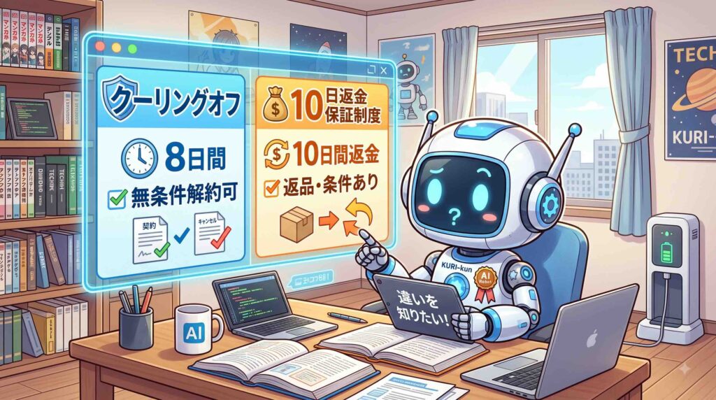 クーリングオフと10日返金保証制度の違いが気になるAI