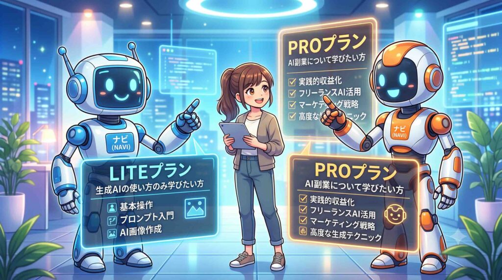 LITEプランとPROプランのどちらがおすすめか話すAI