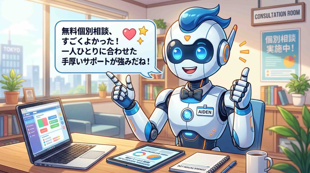 無料個別相談を受けた印象を語るAI