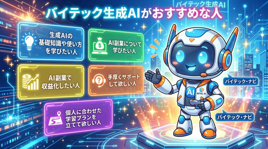 バイテック生成AIがおすすめな人を紹介するAI