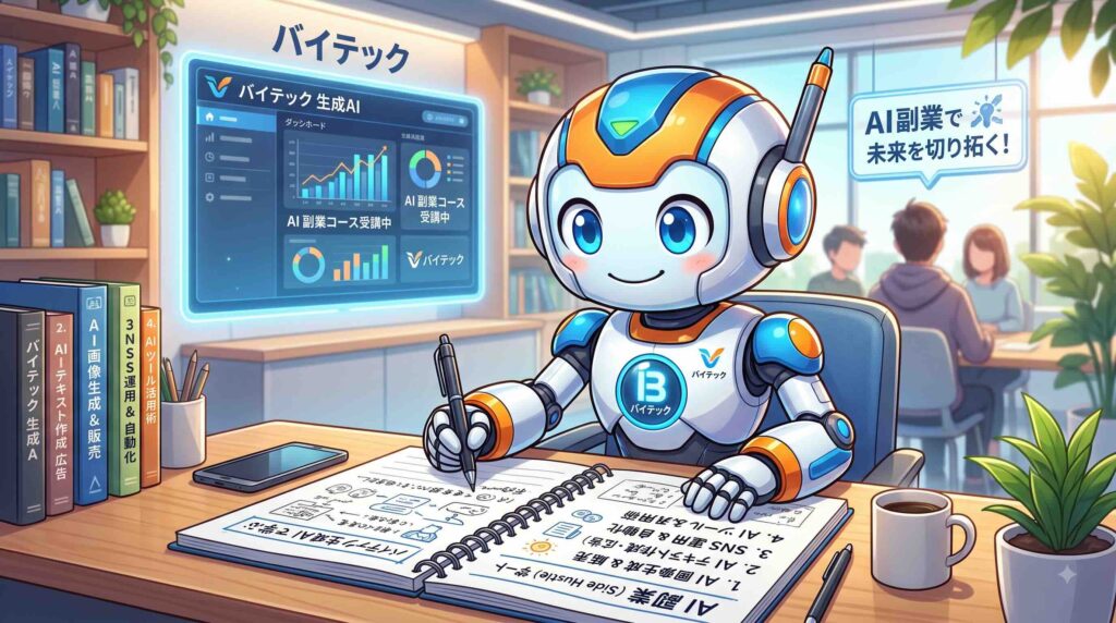 バイテック生成AIでAI副業について学べることをノートにまとめるAI