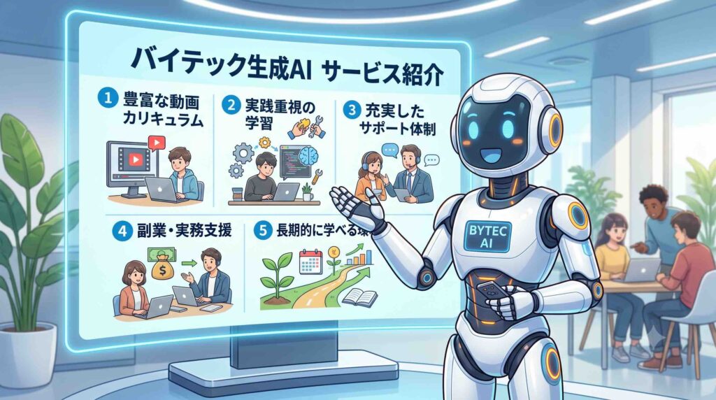 バイテック生成AIのサービス内容を話すAI