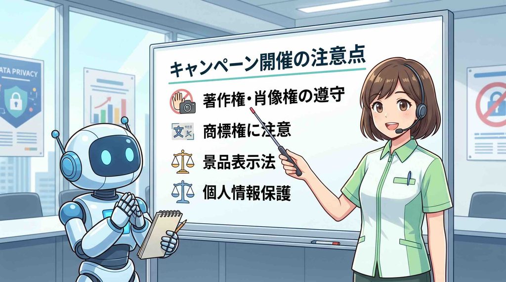 デジハク生成AIキャンペーンの注意点をレクチャーする女性