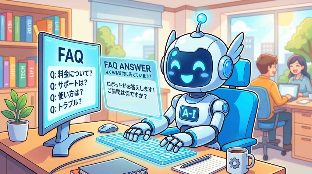 デジハク生成AIのキャンペーンに関するFAQに答えるロボット