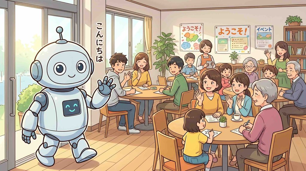 生成AIスクールのコミュニティに入会するロボット