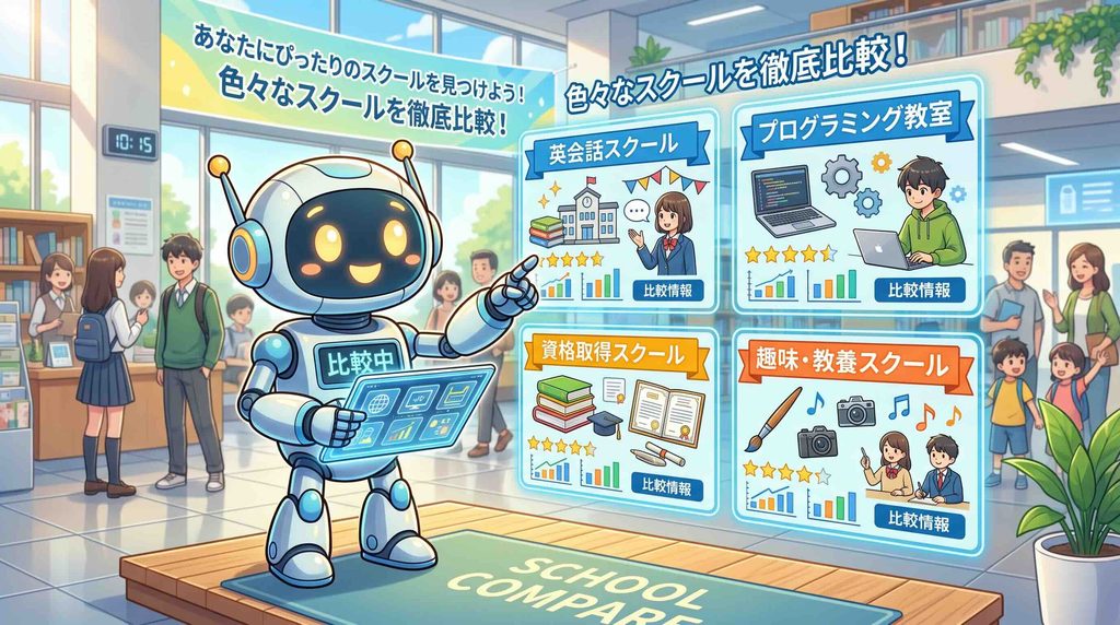 各生成AIスクールを比較しているAI