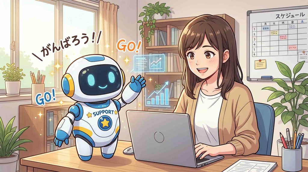 生成AIスクールの副業支援を比較するロボット