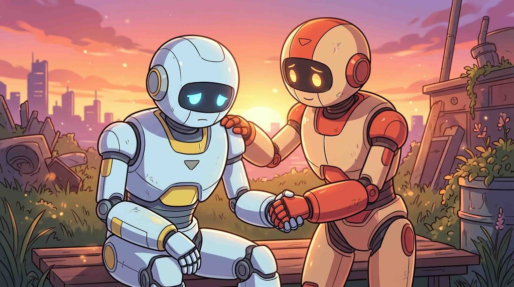 生成AIスクールのデメリット比較するロボット